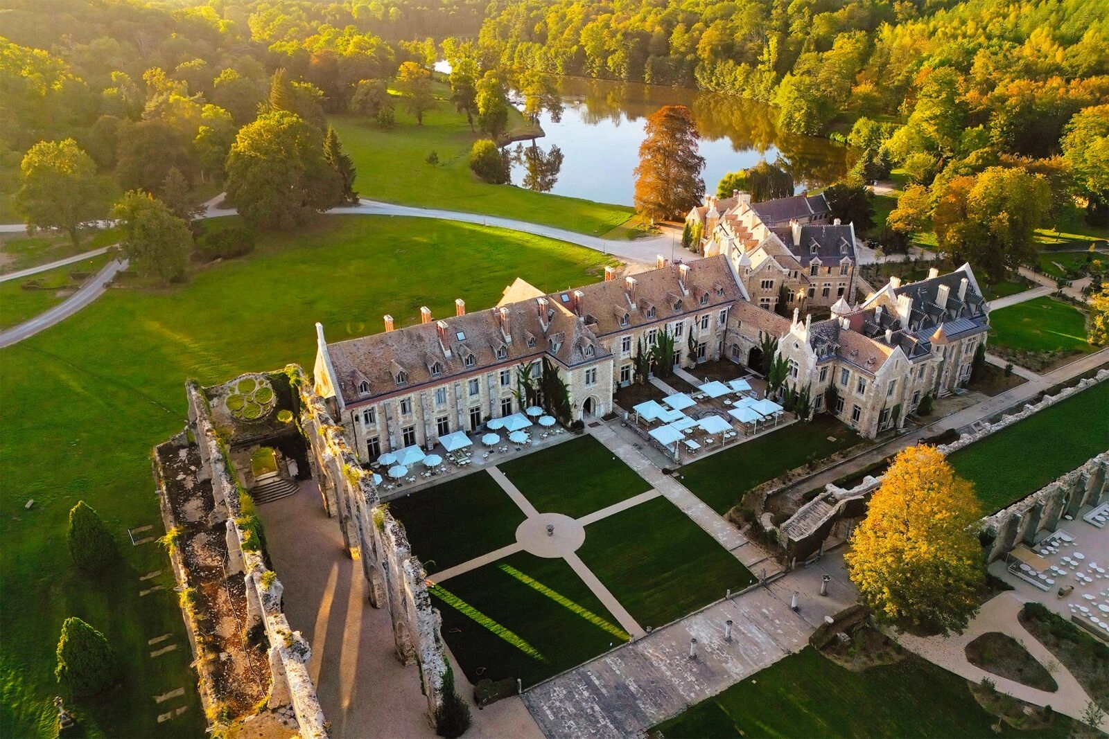 Abbaye des Vaux de Cernay Aerial view Official Photo